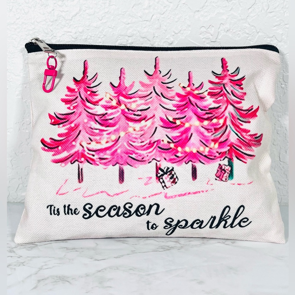 Festive Pink Tree Pouch - Picture 1 of 9